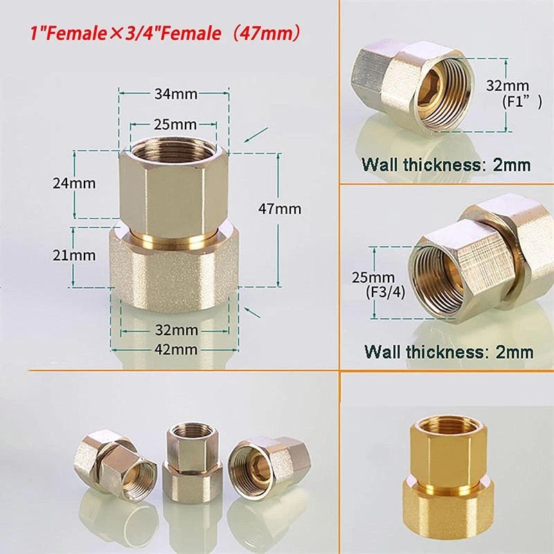 Brass Compression Fittings — Straight Coupling & Elbow Connector, 1/2" 3/4" 1" Female/Male