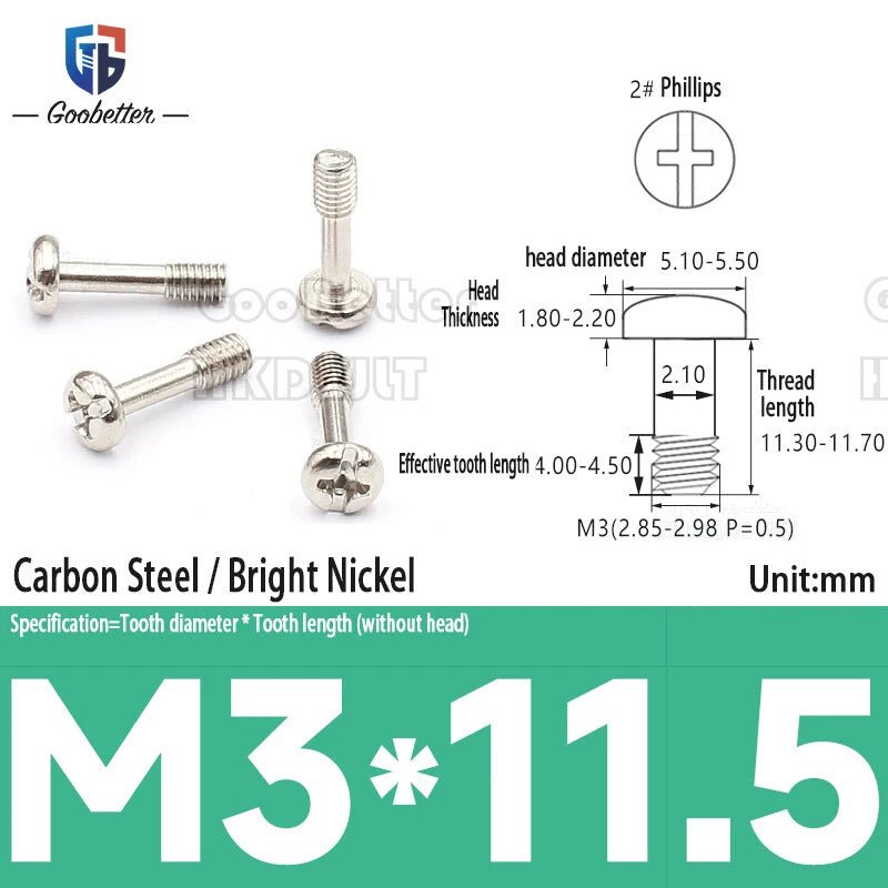 M3 Phillips Pan Head Machine Screws — 3 to 20mm, Carbon Steel & Stainless, 7 Finishes - HomeDIYer