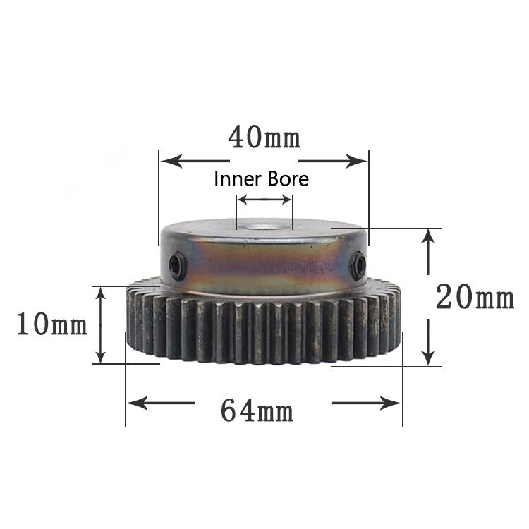 Steel 45# Mod 1 Spur Pinion Gear 40-80 Teeth Motor Gear 6-25mm Bore With Screw