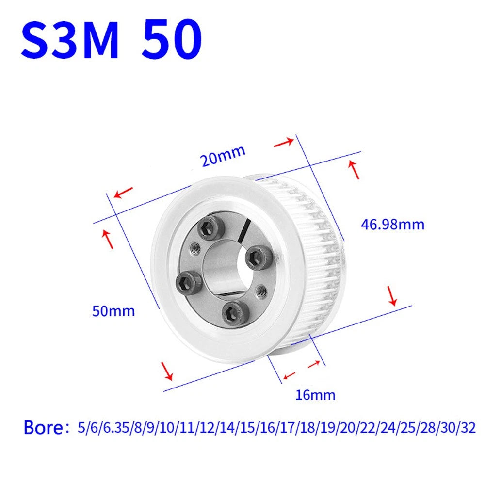 STS S3M 24-80T Timing Belt Pulley With Expansion/Tension Sleeve Teeth Width 16mm