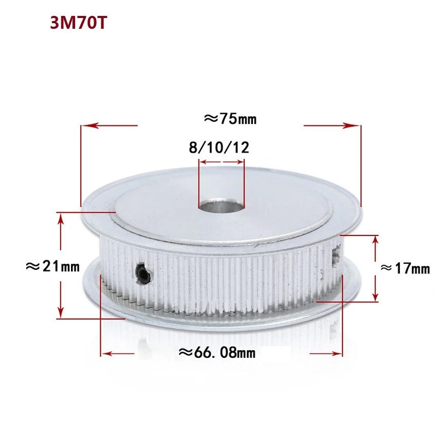 HTD-3M 14-120T Timing Belt Pulley Pitch 3mm Without Step Drive Pulley Width 16mm