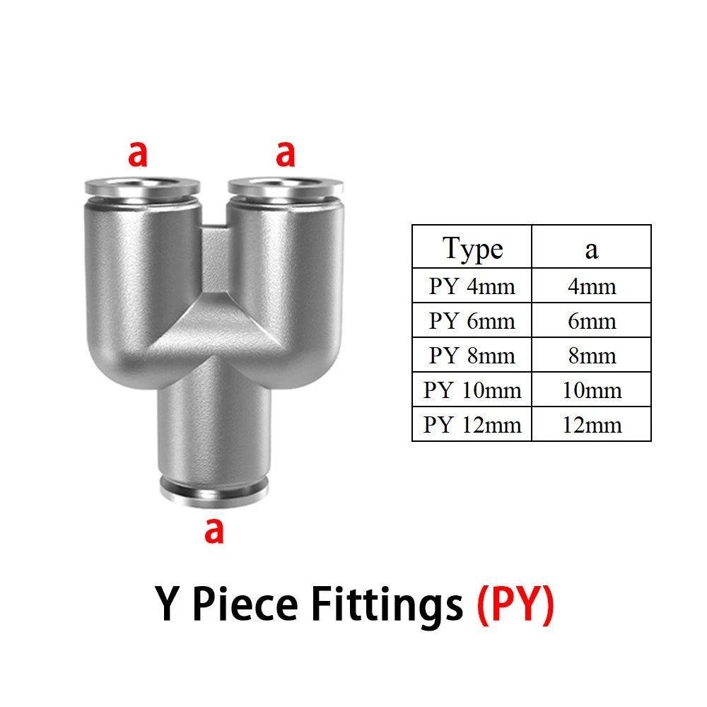 A2 Stainless Steel Pneumatic Push-in Fittings — All Types, 4–16mm