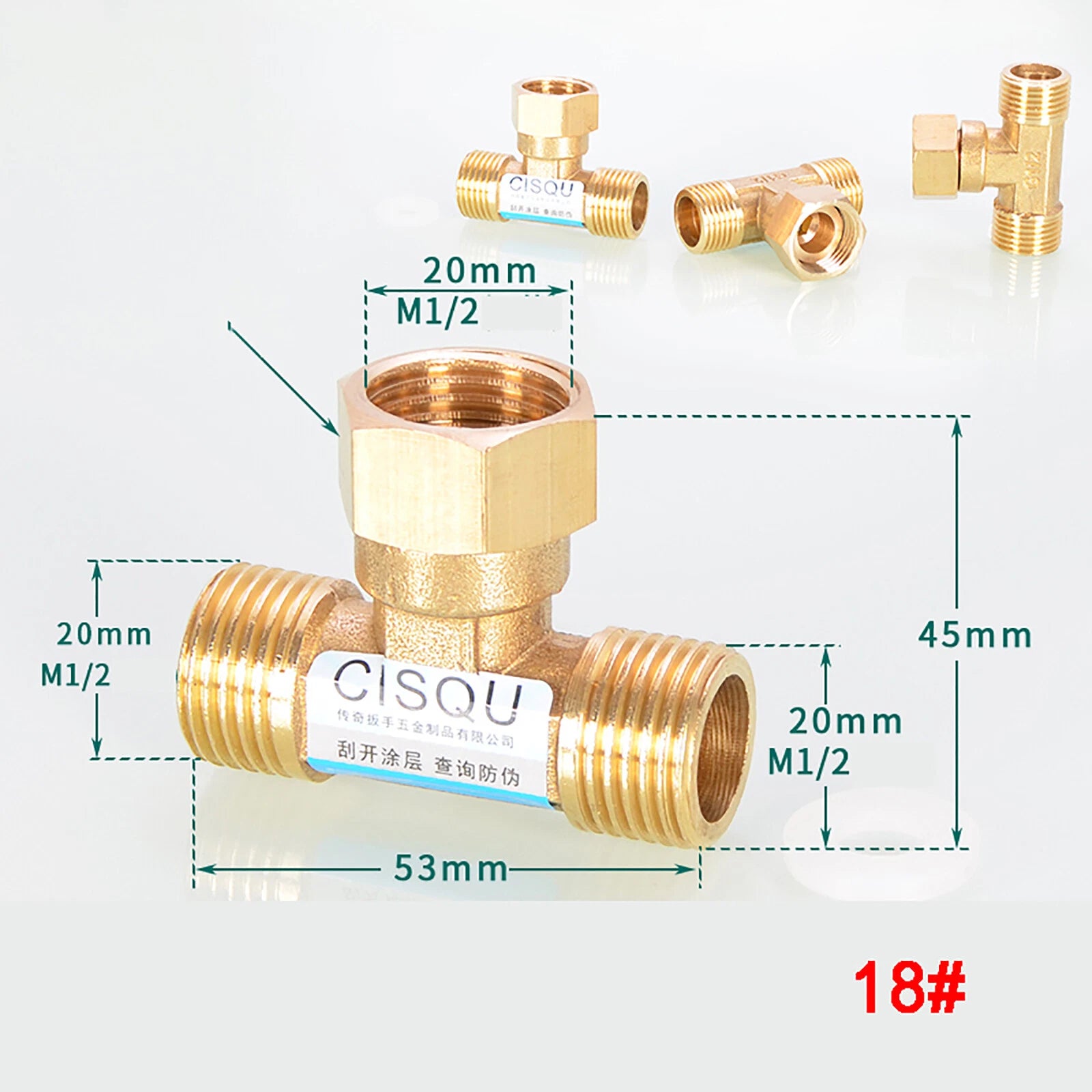 Brass Tee 3-Way BSP Pipe Fitting — Equal & Reducer, 1/2" & 3/4"
