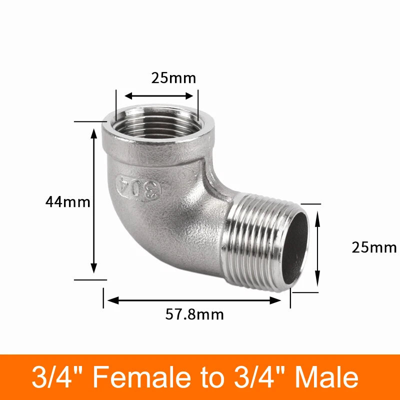 Stainless Steel 90° Elbow BSP Pipe Fittings — Same-Size & Reducing Female/Male Adapters