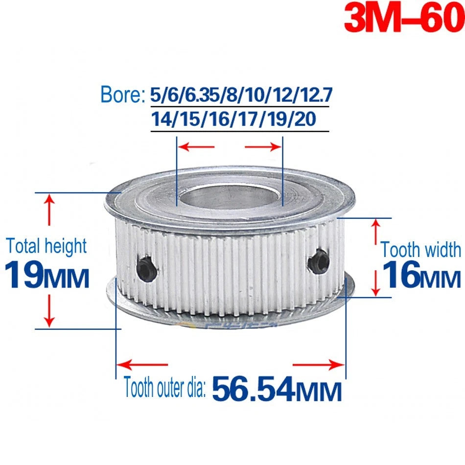 3M Timing Belt Pulley 12T-120T Synchronous Wheel Sprocket For 15mm Width Belt