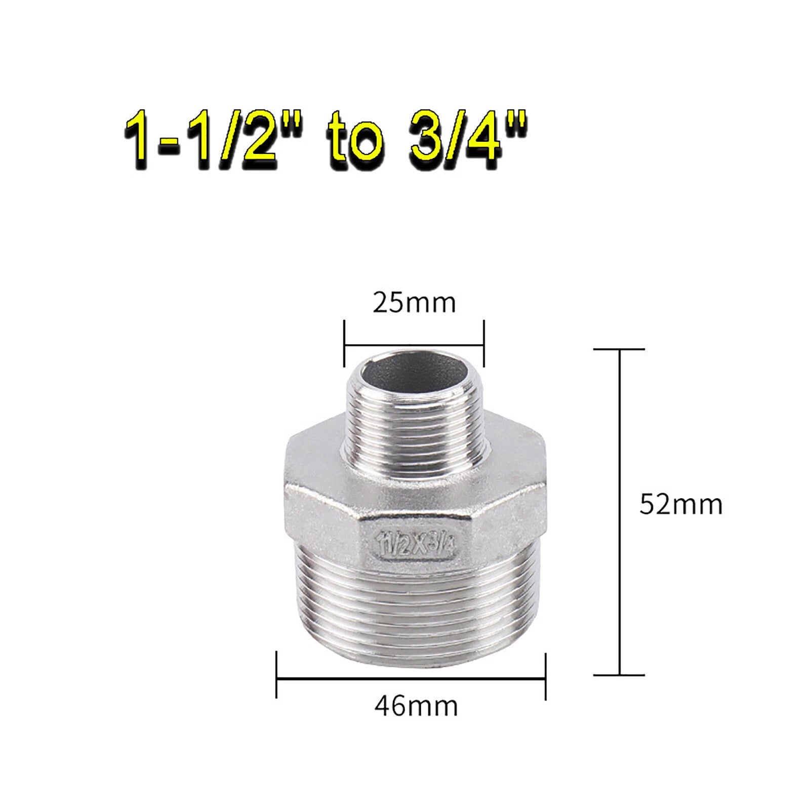 BSP Male to Male Reducing Hex Nipple 304 Stainless Steel Pipe Connector
