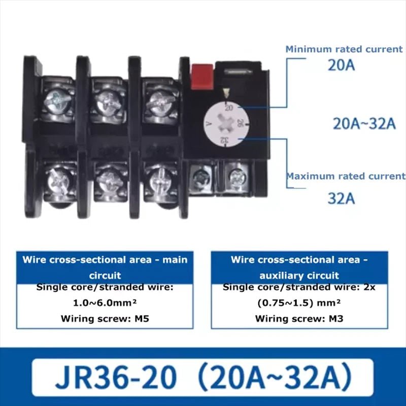 Thermal Overload Relays 0.32Amp - 160Amp For 3 Phase Motor Protector JR36 Series - HomeDIYer