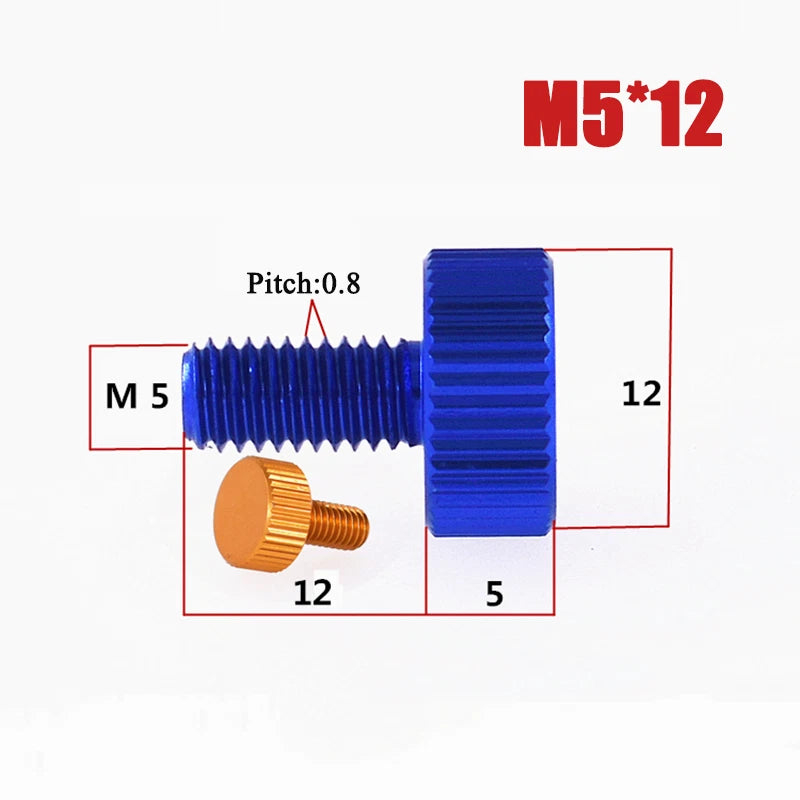 M2–M6 Aluminum Alloy Knurled Thumb Screws | Hand-Tighten Knob Bolts, 10 Colors