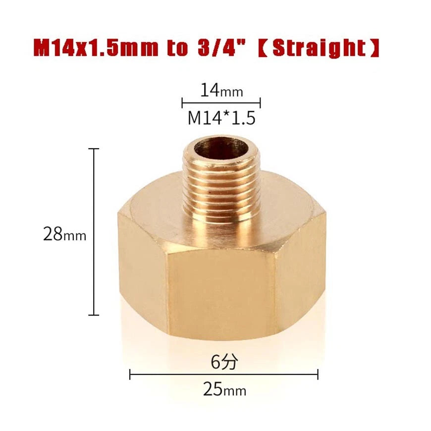 M14x1.5mm & M22x1.5mm Brass Pipe Fittings — Straight, Elbow, Tee, Cross, Coupler Adapters
