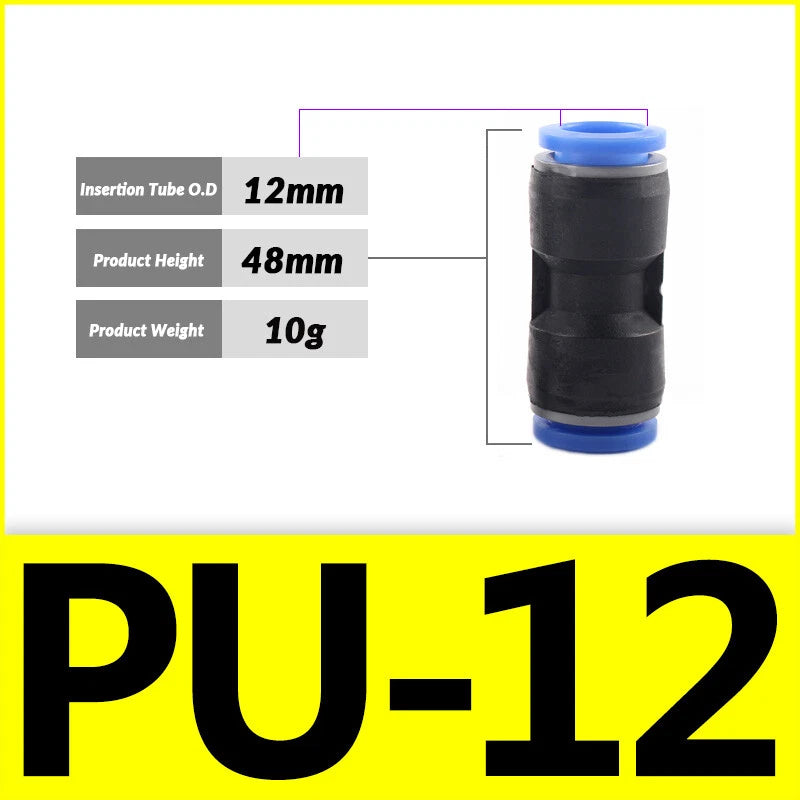 Pneumatic Push-In Fittings — PG / PU / PE Air & Water Hose Connectors, 4mm–16mm