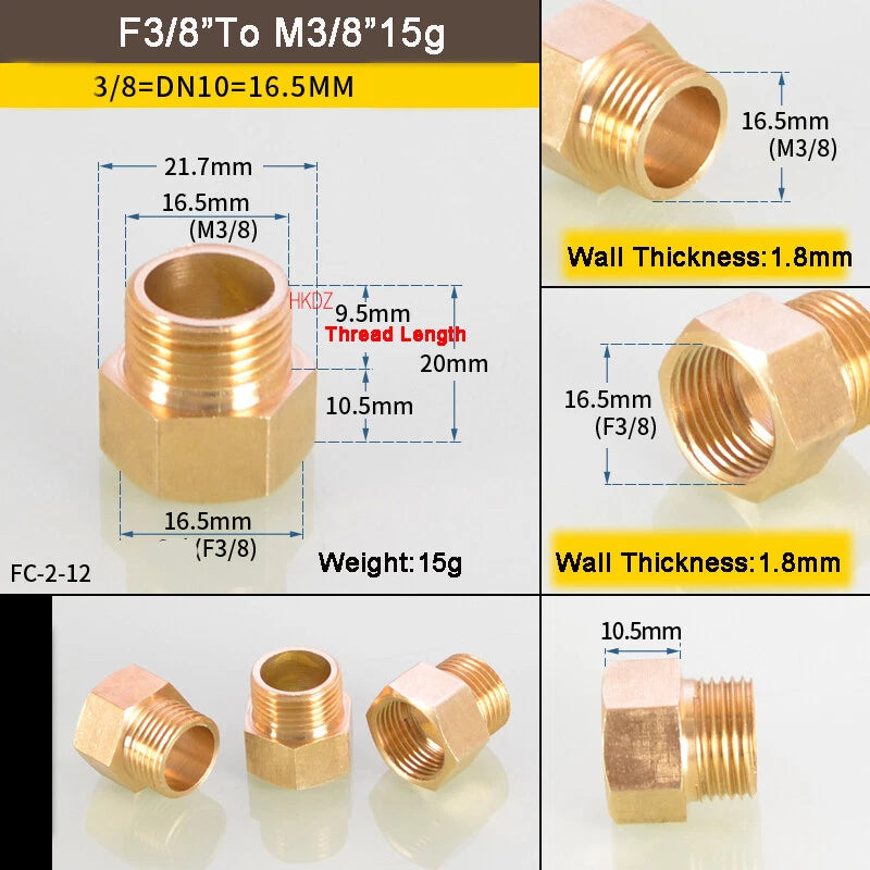 1 8" BSP Brass Reducing Fittings Female To Male Thread Connector Adaptor Coupler