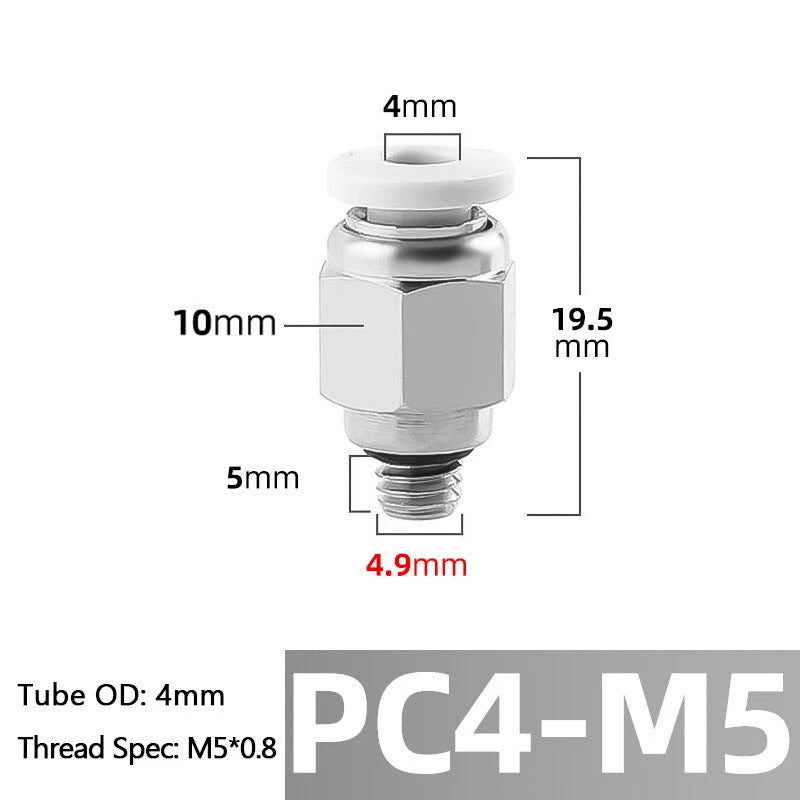 Straight Male Stud Push-to-Connect Pneumatic Fitting for Air & Water Hose