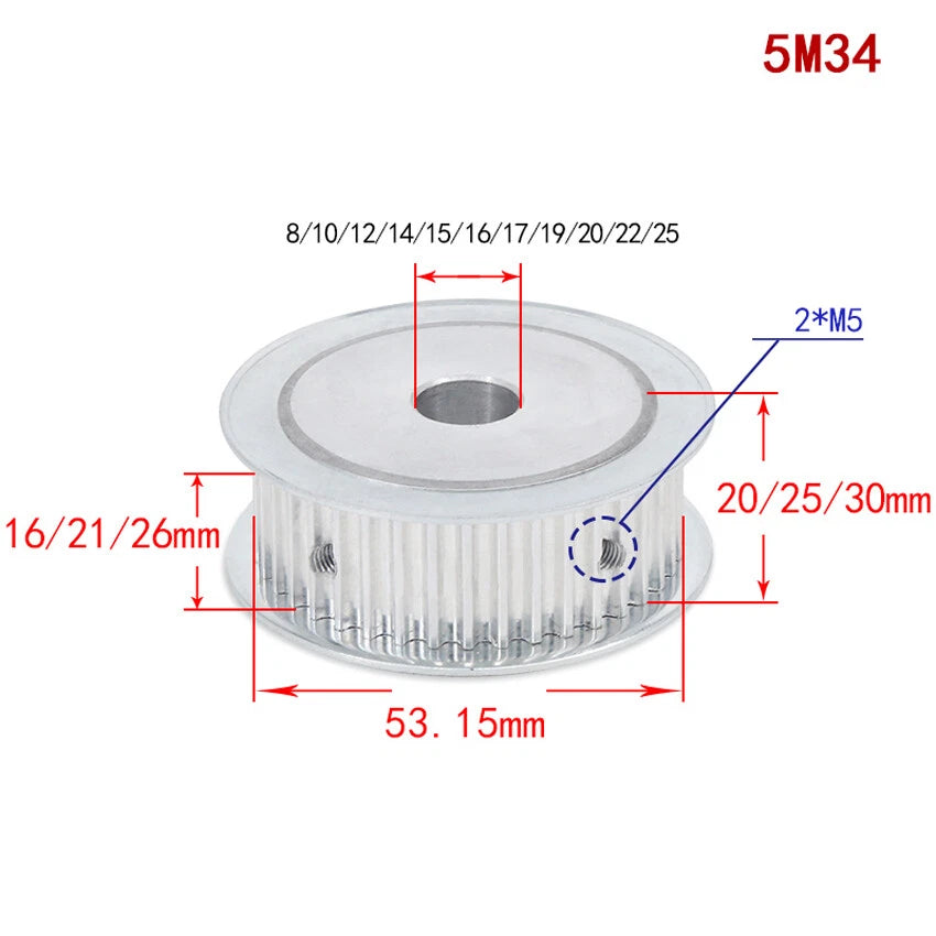 HTD-5M 10-100Teeth  Timing Belt Pulley Pitch 5mm AF-type Drive Pulley Width 16mm