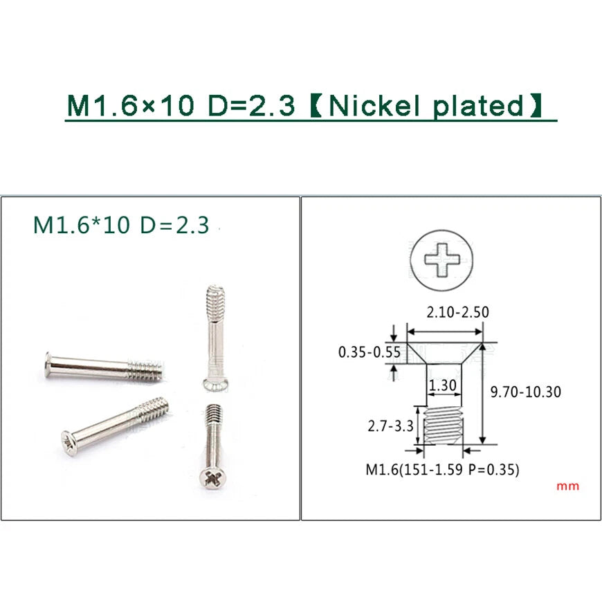 M1–M1.8 Phillips Countersunk Flat Head Machine Screws – Carbon Steel or 304 Stainless, Multiple Finishes