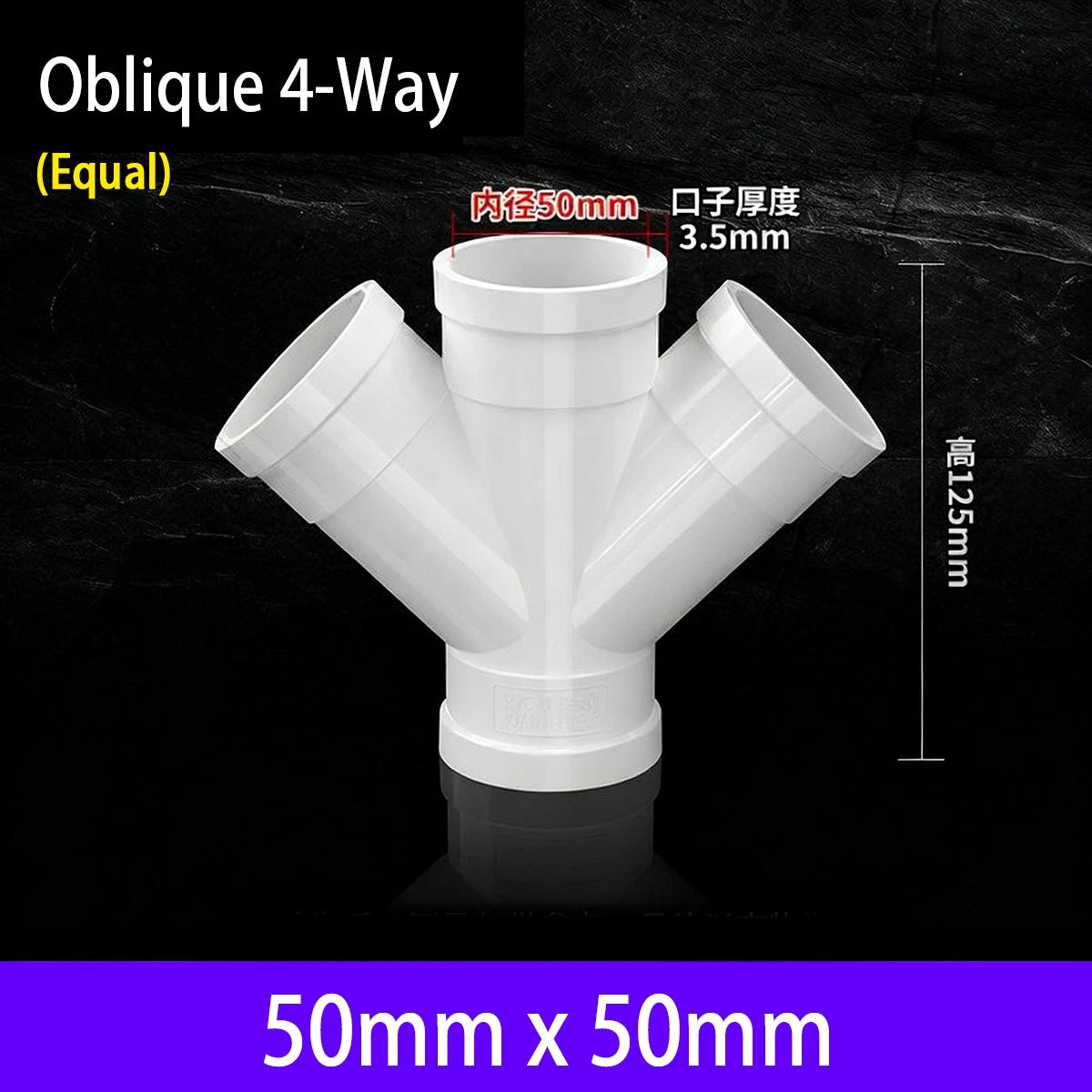 PVC 4-Way Equal Reducer Drainage Pipe Connectors Various Types Tube Fittings