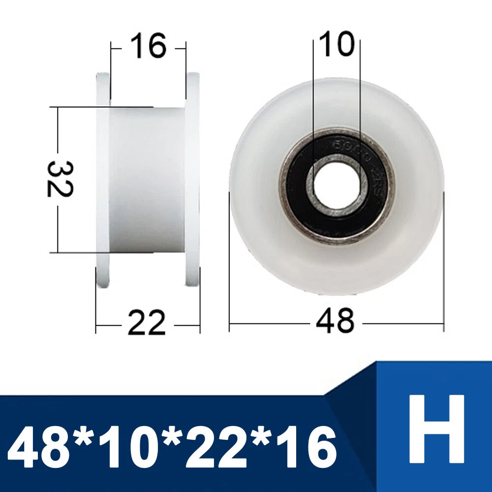 OD 30-85mm Nylon Pulley Wheel with Ball Bearing U/V/H Groove for Door and Window