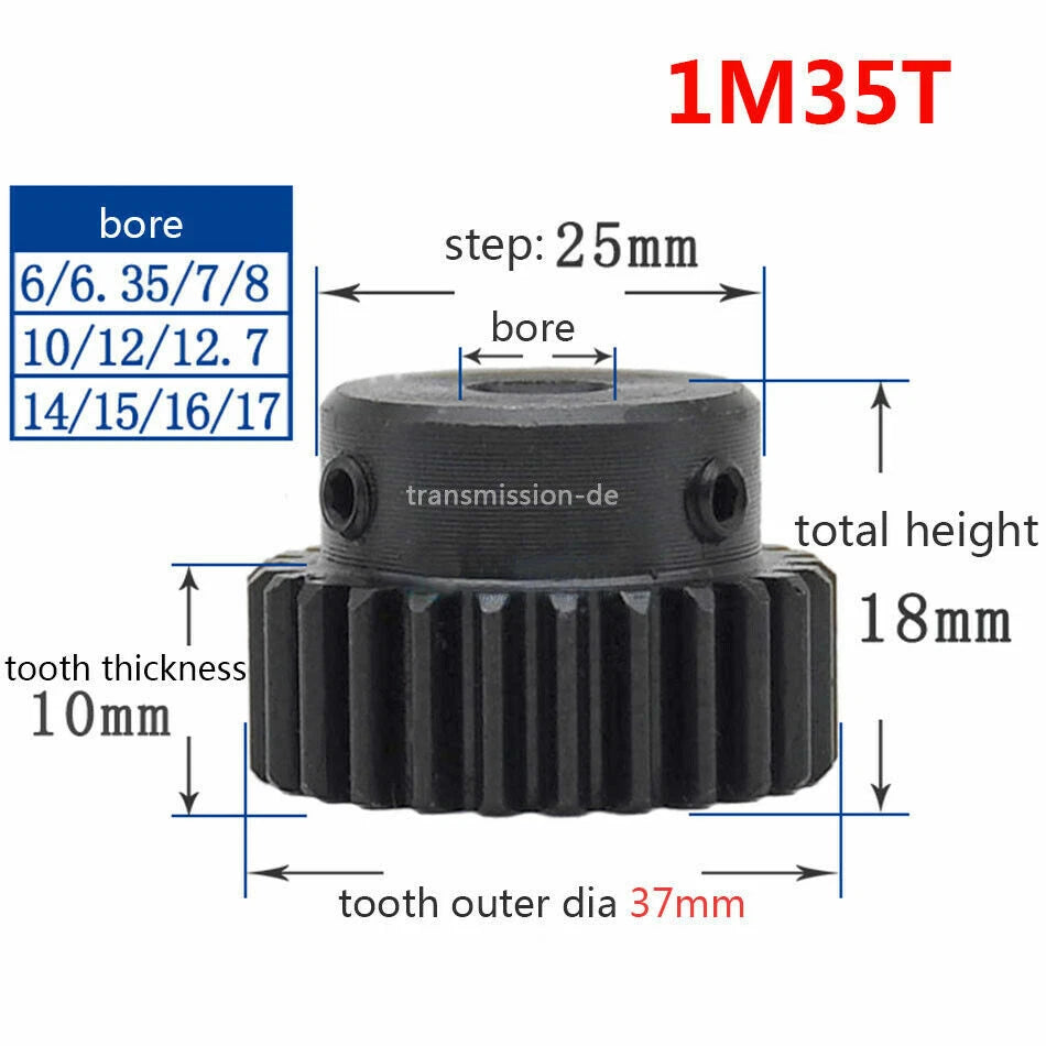 0.5/1 Mod Pinion Gear 10T-150T Spur Gear with Step 45# Steel Transmission Gear
