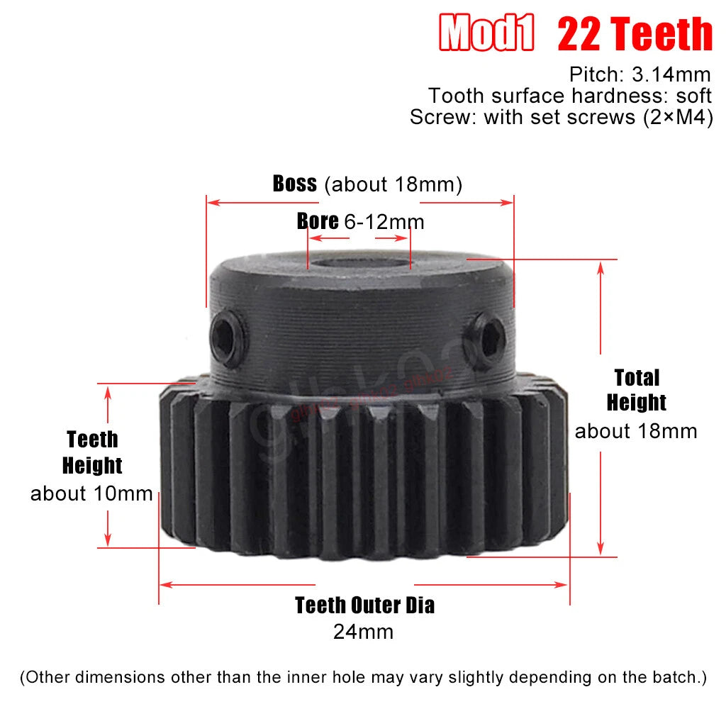 Mod1 Steel Pinion Gear Spur Gears 10-39 Teeth 4-20mm Bore With Screw Hardened