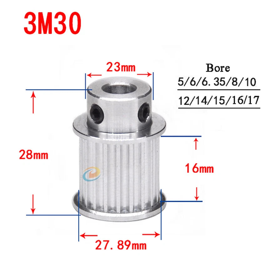HTD-3M 12T-150T Timing Belt Pulley With Step Bore 8-25mm, For 15mm Width Belt