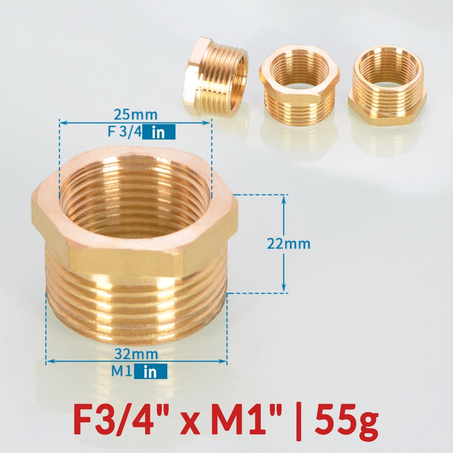 BSP Brass Reducing Hexagon Bush — Male to Female Thread Pipe Fittings