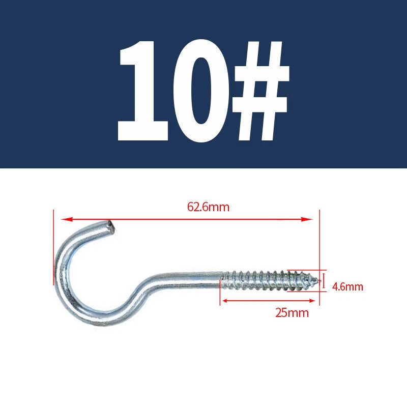 Zinc Screw Eyes & Hooks — Metric Wood Thread, 16–105mm, Hook & Eye with Optional Wall Plug