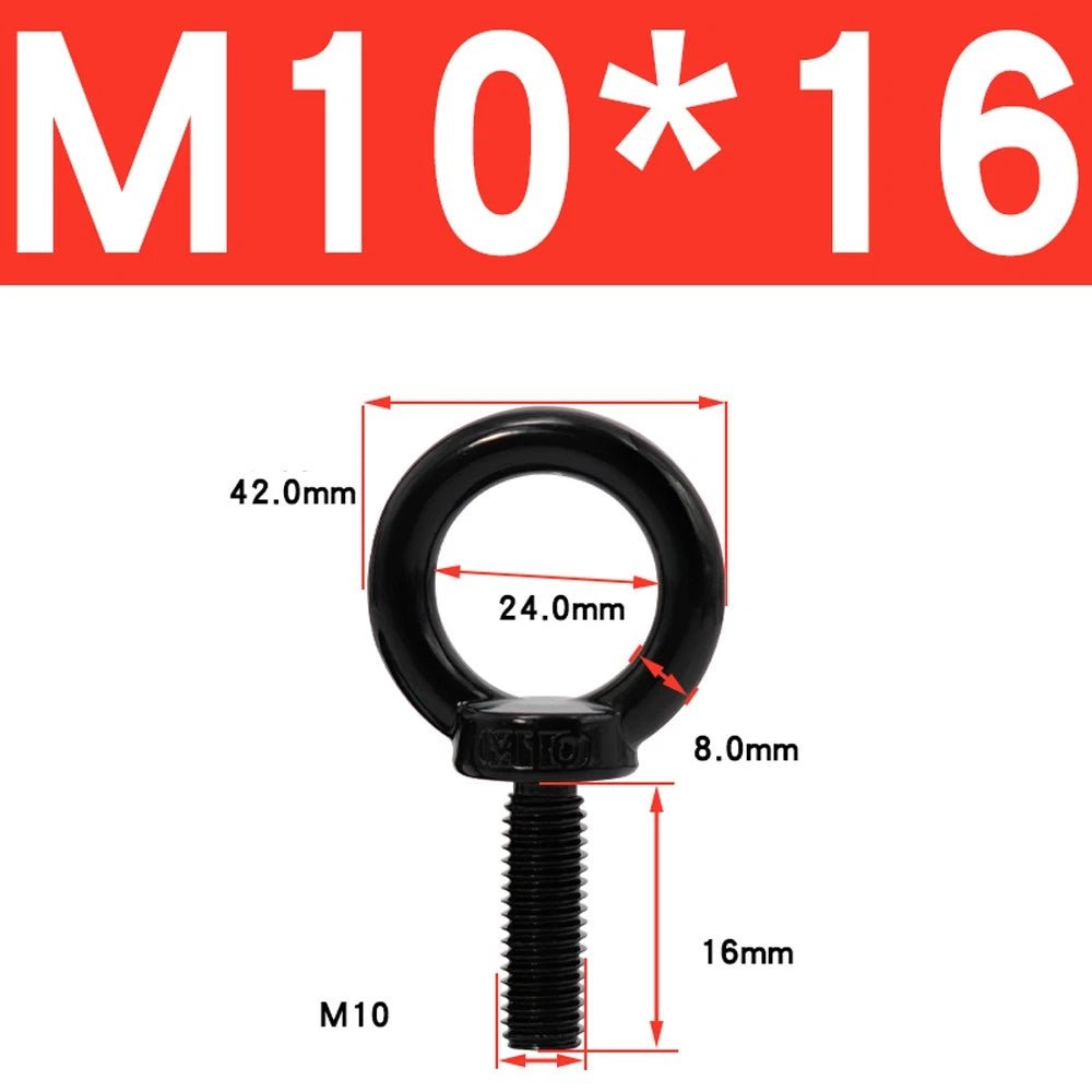 Black 304 Stainless Steel Eye Bolts and Eye Nuts — M3 to M20 Lifting Hardware - HomeDIYer