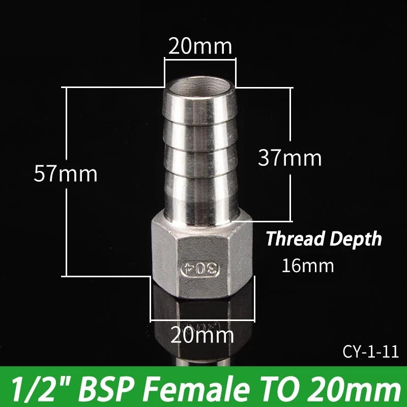 Stainless Steel Hosetails,Bsp Thread Hose Tail Barb Connector 1 8-1" Female Male