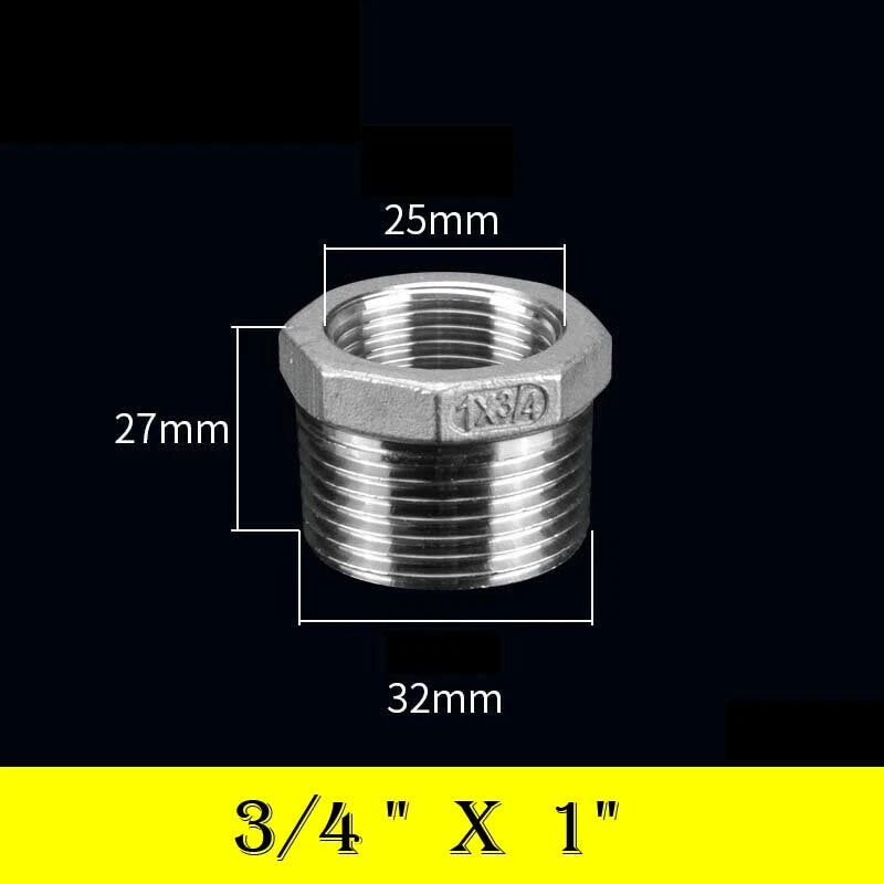 304 Stainless Steel Reducing Bush Adaptor | Male to Female NPT Pipe Fitting