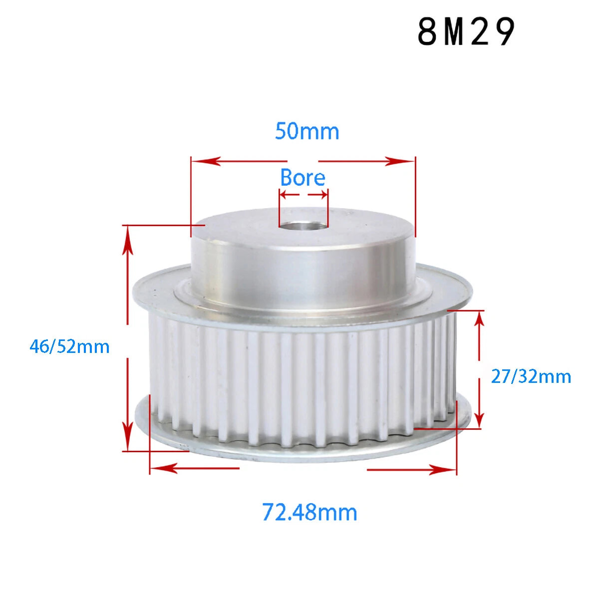 BF-type HTD8M 25mm-30mm Timing Belt Pulley 12 - 72 Tooth for CNC Step Motor
