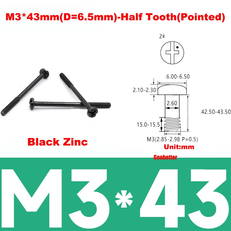 M3 Phillips Pan Head Machine Screws – 3mm to 43mm, Multiple Coatings (100–500 PCS)