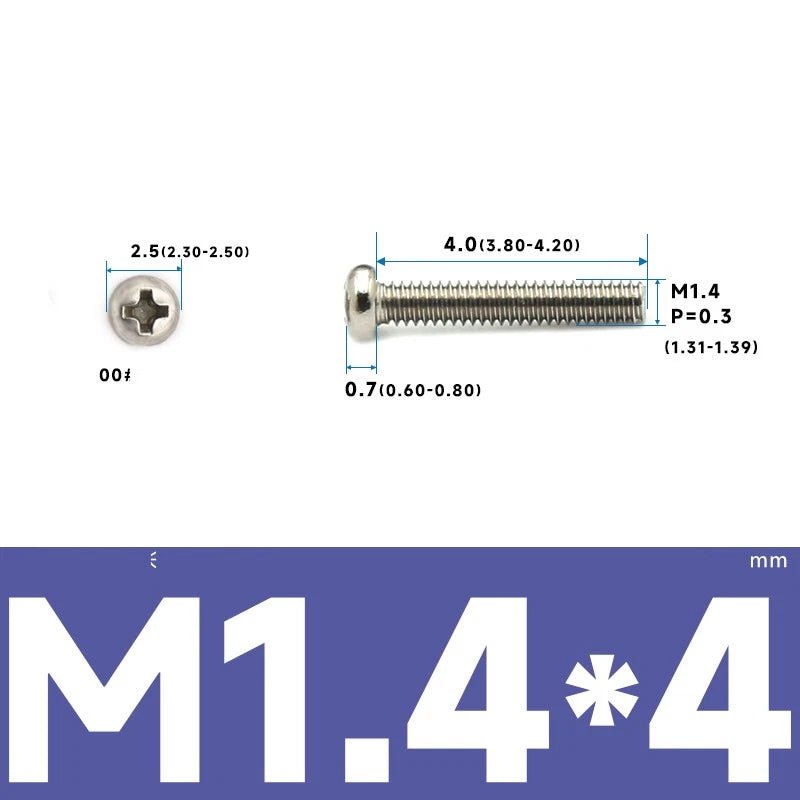 M1–M2.5 Pan Head Phillips Machine Screws – A2 Stainless Steel (304), Fully Threaded - HomeDIYer