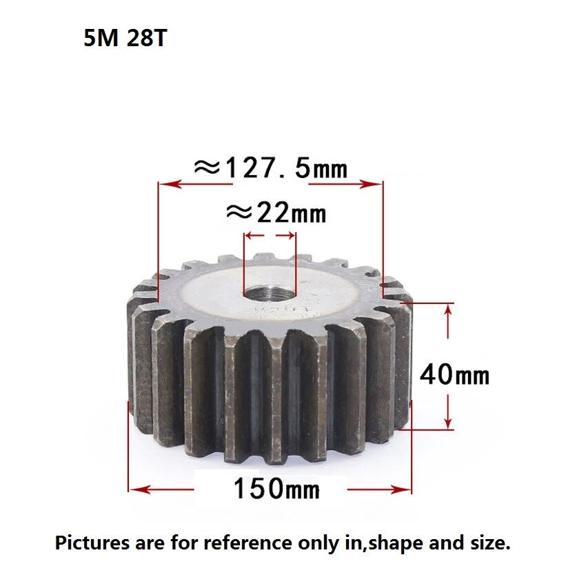 5 Modulus 10-70Tooth Spur Gears 45# Steel Thickness 40mm Motor Power Drive Gear