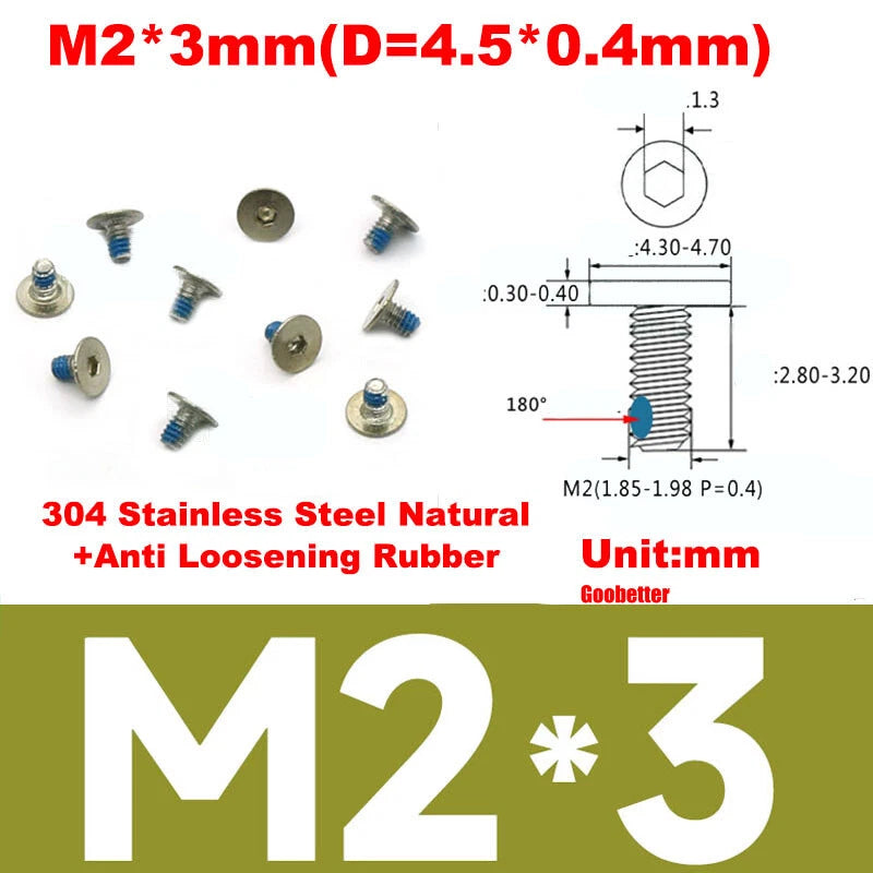 CM2/CM2.5/CM3/CM4 Ultra Thin Wafer Flat Head Phillips Screws – For Laptop & Computer Repair (M2–M4)