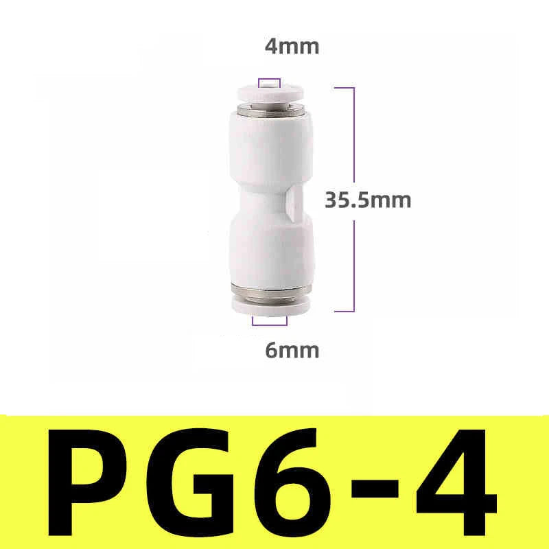 White Pneumatic Push Fit Connector Tube Pipe Joiner Air Water Lines Hose 4-16mm