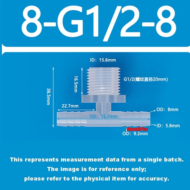 T Piece Joiner 3-Way Plastic Barb Connector | Pipe Hose Male Thread Fitting
