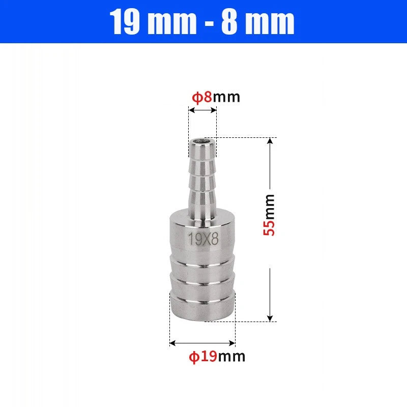 6mm~50mm Stainless Reducer Barbed Hose Joiner Connector Air Water Pipe Gas Tubi