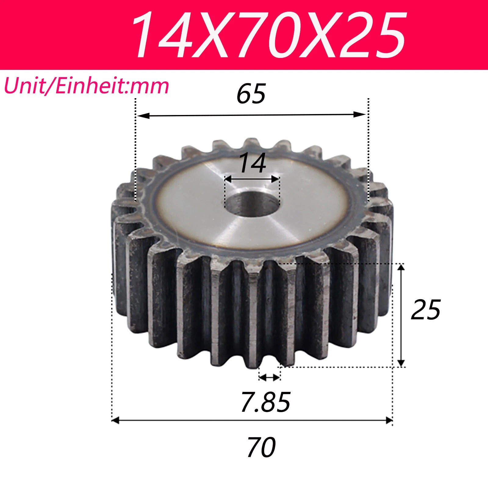 2.5 Modul 45# Steel Spur Gears Pinion Gear Thick 25mm 10-80 Teeth For 3D CNC