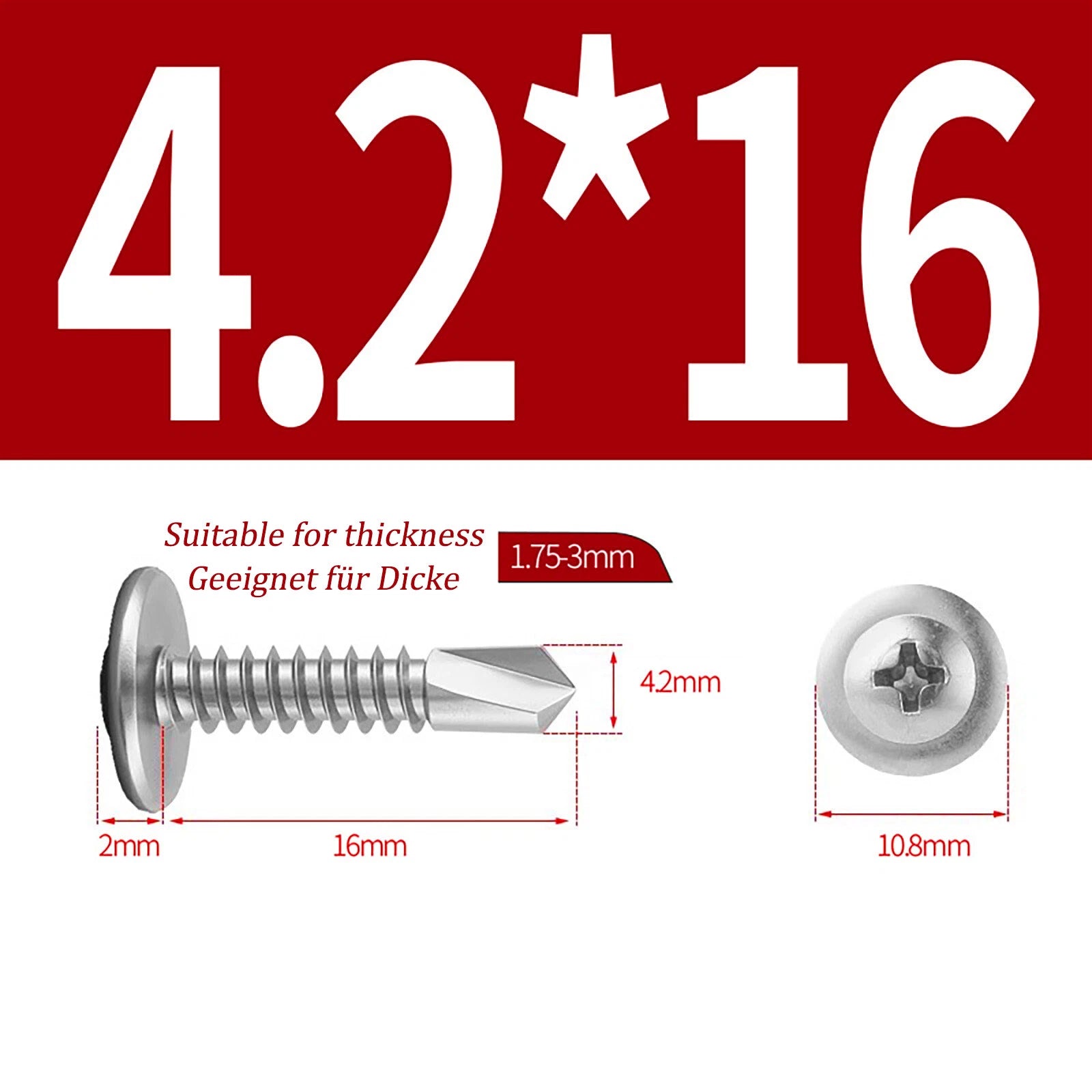 Self Drilling Wafer Head Screws – 304/410 Stainless & Galvanized Steel, M4.2 M4.8