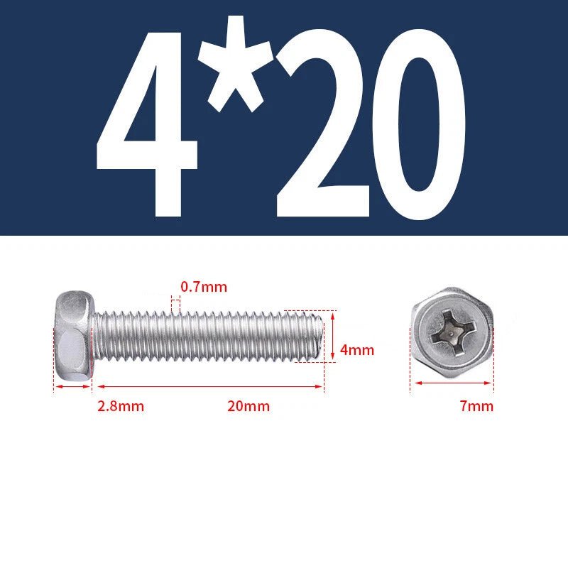 A2 Stainless Steel Hex Head Machine Screws – M3 M4 M5 M6 M8, Fully Threaded (304 Grade) - HomeDIYer