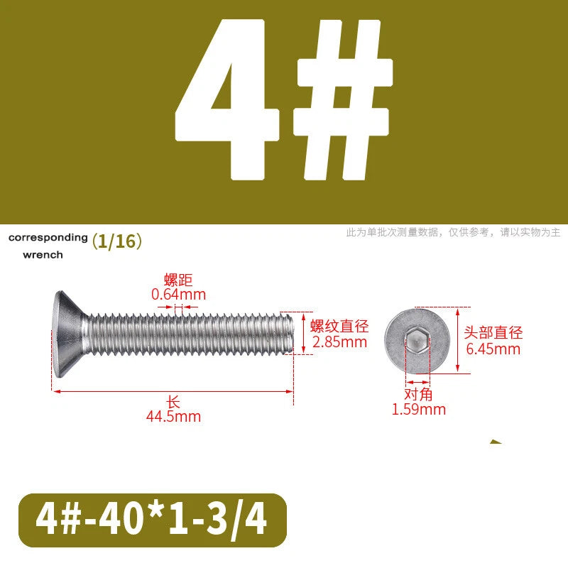 UNC Countersunk Socket Cap Screws A2 Stainless Steel — #2-56 to 5/16-18