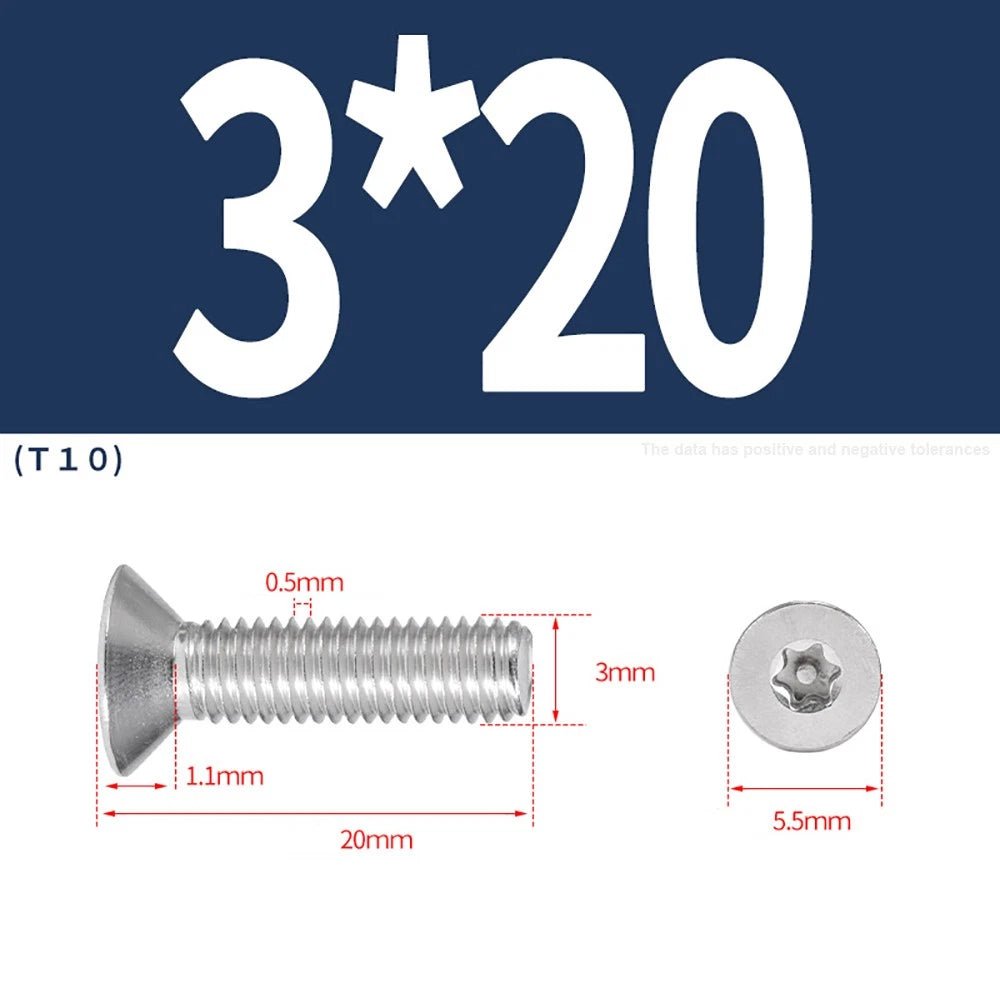 M3–M8 Pin Torx Countersunk Flat Head Machine Screws | A2 Stainless Steel - HomeDIYer
