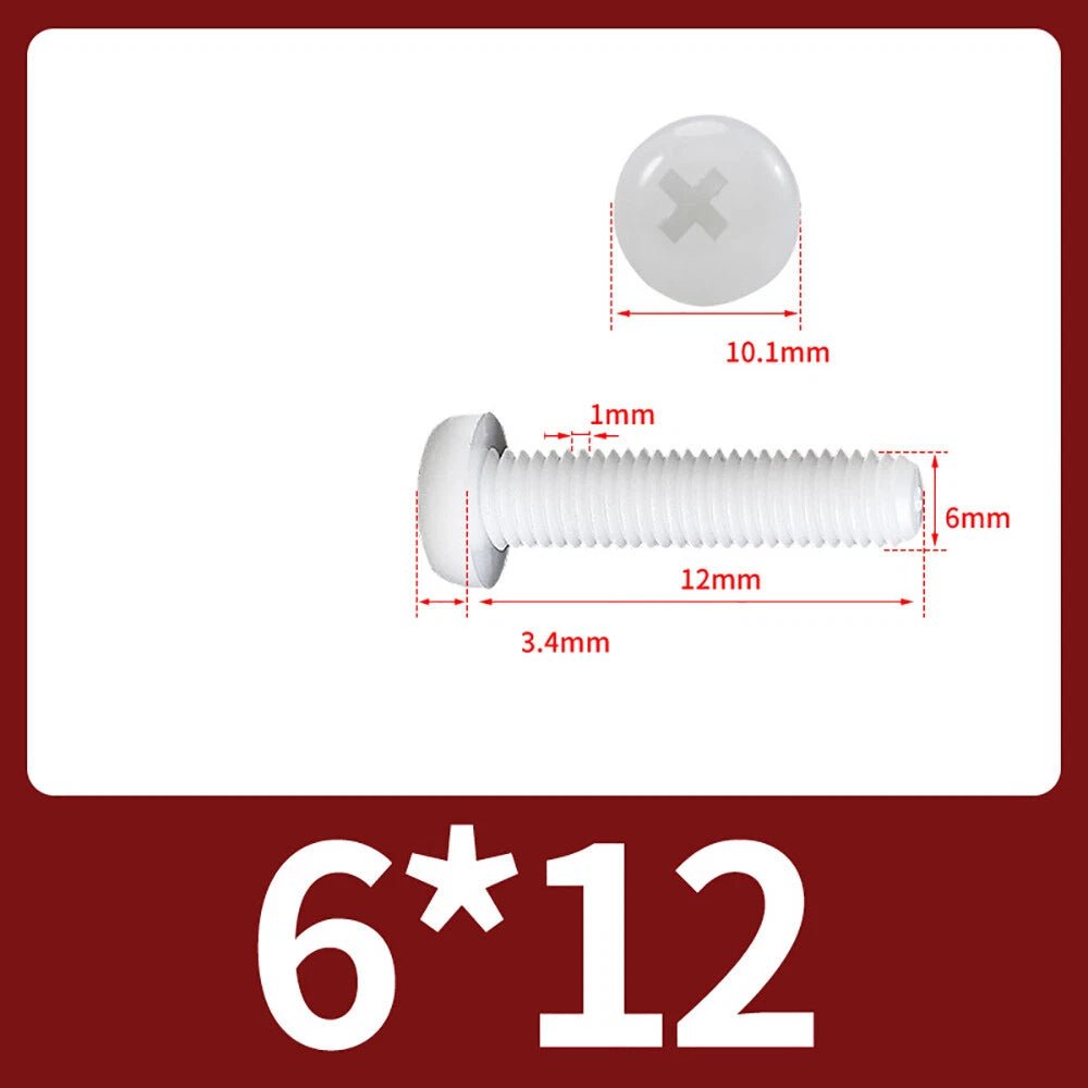M5 M6 M8 Nylon Phillips Pan Head Machine Screws – Black & White - HomeDIYer