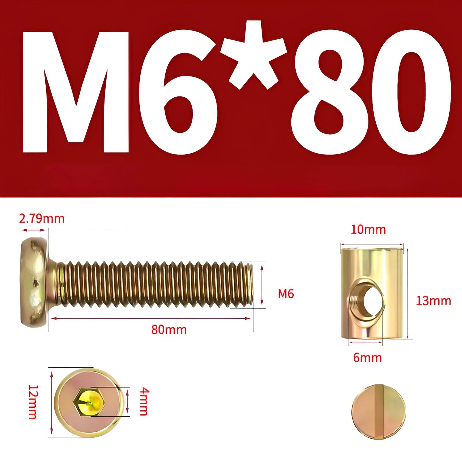 M6 M8 Galvanised Furniture Connecting Bolts with Barrel Nuts | Slotted & Phillips | 8mm–120mm