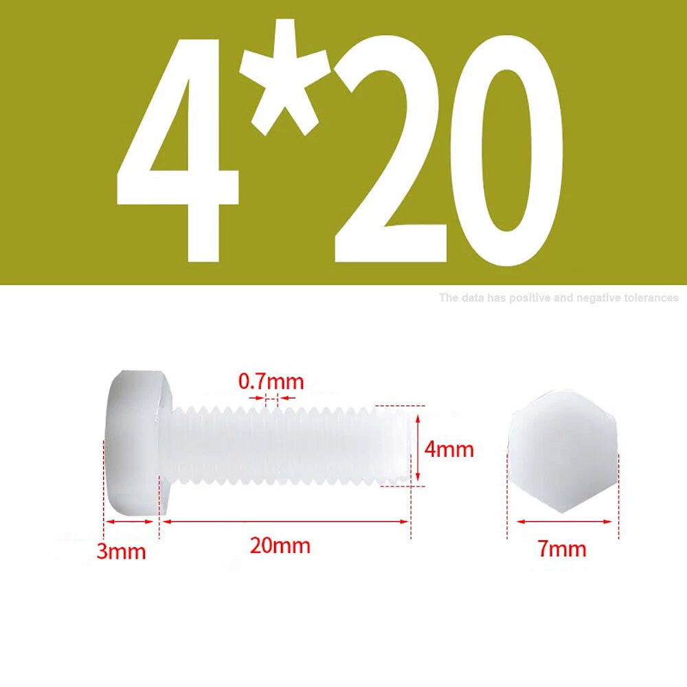 M3–M12 White Nylon Hex Bolts | Plastic Hexagon Head Machine Screws DIN 933