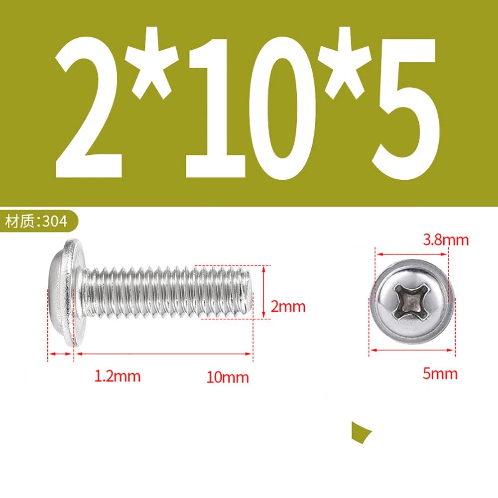 Phillips Flanged Button Head Screws M1.4–M6 | 304 Stainless Steel - HomeDIYer
