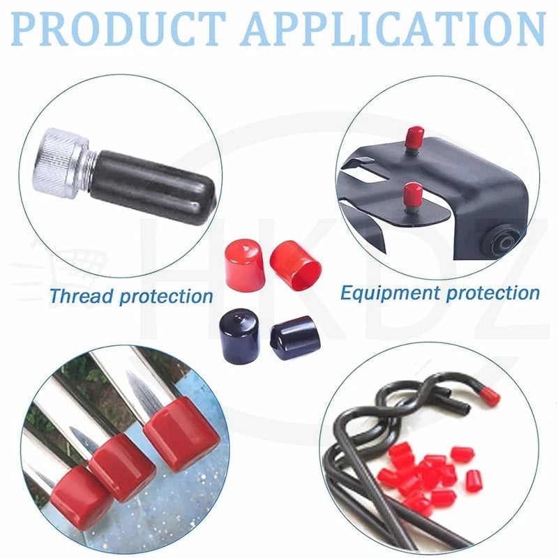 PVC End Caps for Screws, Bolts, Rods, Tubes & Cables – Thread Cover Protector, Rubber Plastic Caps (12-114mm, Multiple Colors)