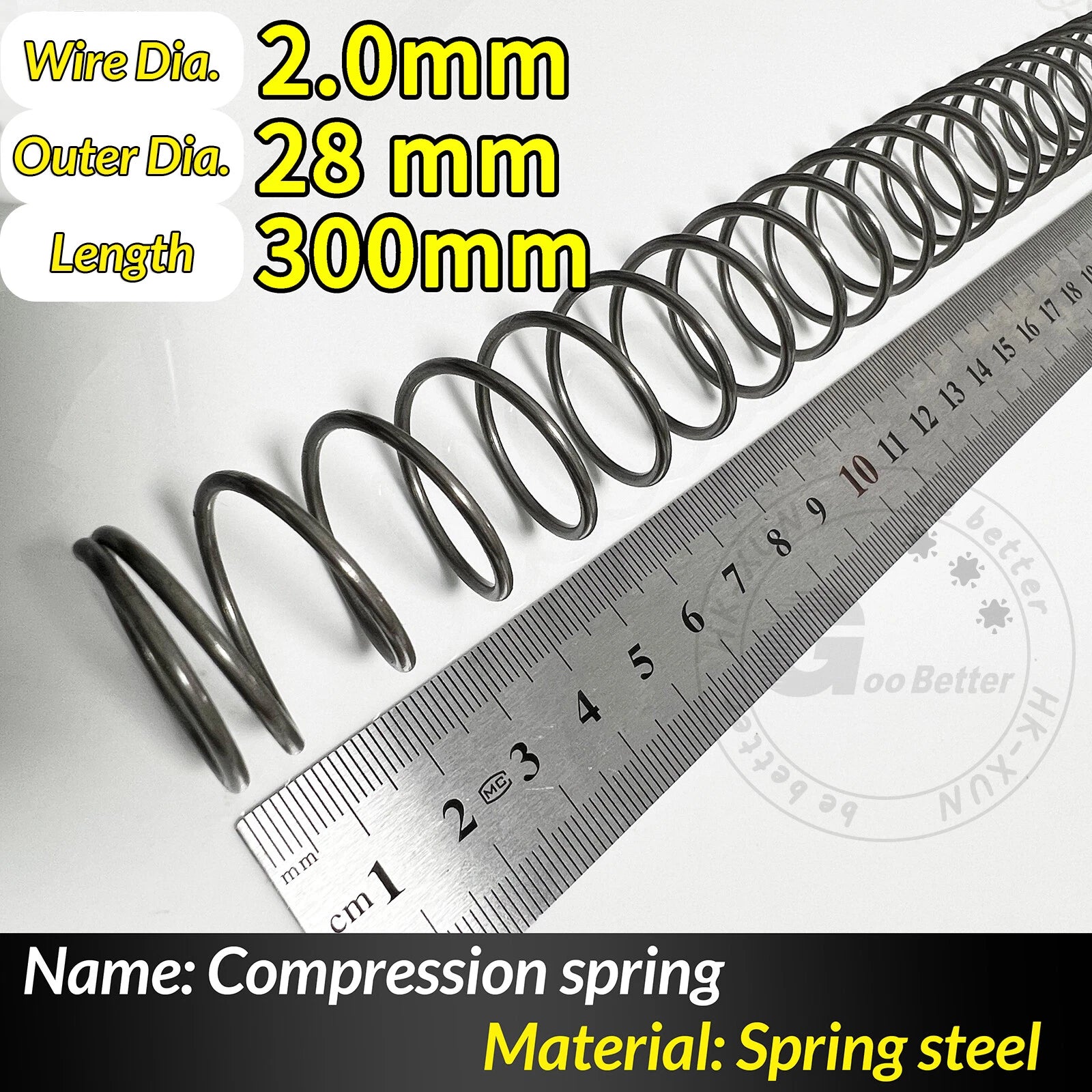 Compression Spring Pressure Springs, Wire Dia 2-3.5mm, OD 10-60mm, Length 300mm