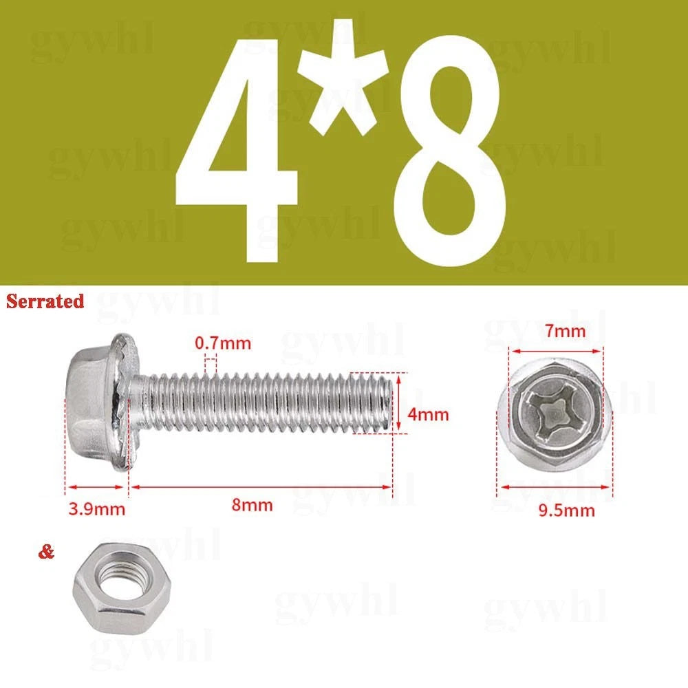 Phillips Hex Flange Bolts with Hex Nuts — Serrated & Smooth, M3–M8