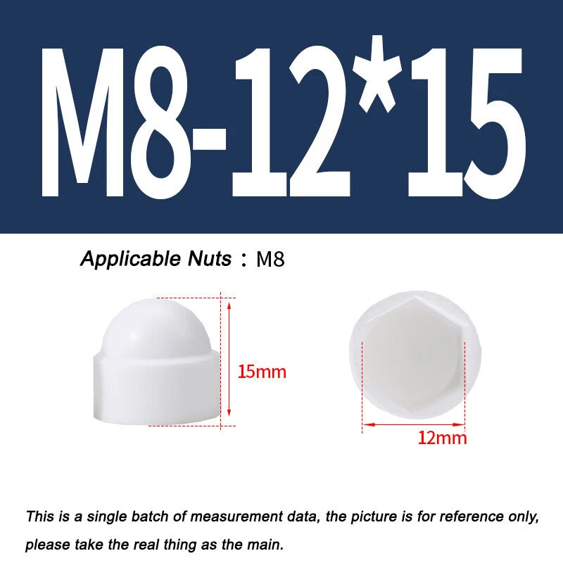 Hex Bolt & Nut Protection Caps – Plastic Hexagonal Screw Covers for M4 M5 M6 M8 M10 to M24 (PE, 5-100 Pack)