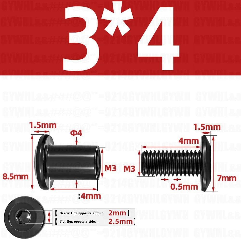 Metric Furniture Connector Bolts with End Cap Nuts — Stainless Steel M2 to M10